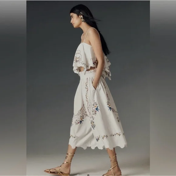 Anthropologie Embroidered Culottes - Picture 2 of 2